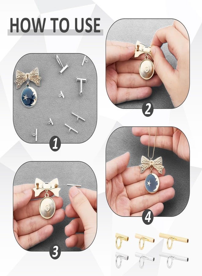 ROBOHOOK 12 PCS Brooch Pins for Women Fashion,Necklace Connectors for Multiple Necklaces,Gold/Silver Pin Necklace,for Converting Brooch Pins Into Pendants (8mm/13mm/20mm) - Image 3